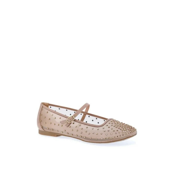 Time and Tru Women's Rhinestone Mary Jane Flats - Walmart.com | Walmart (US)