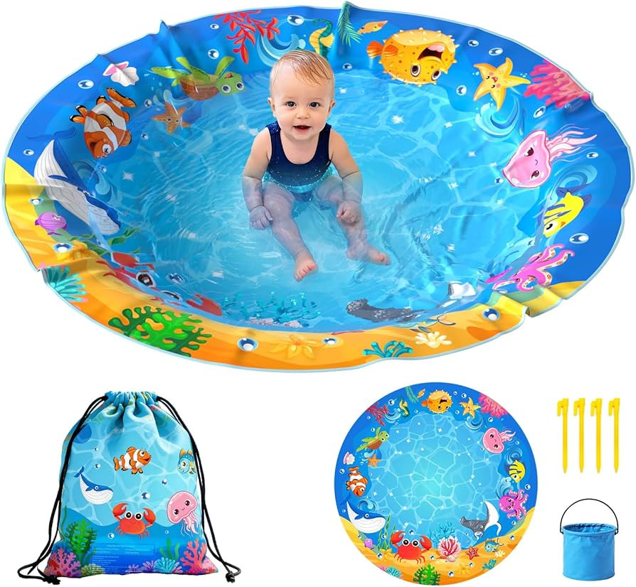 4.9 X 4.9 Feet Baby Beach Pool, Waterproof Beach Pool Blanket for Toddler, 2 in 1 Toddler Paddlin... | Amazon (US)
