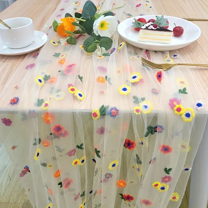 Tablecloth Pastoral Style Embroidery Craft Colorful Floral - Temu | Temu Affiliate Program
