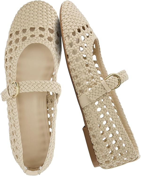 CUSHIONAIRE Windsor Woven Womens Flats with Adjustable Strap – Comfortable Mary Jane Ballet Fla... | Amazon (US)
