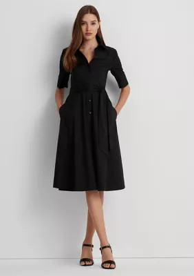 Belted Cotton Blend Shirtdress | Belk