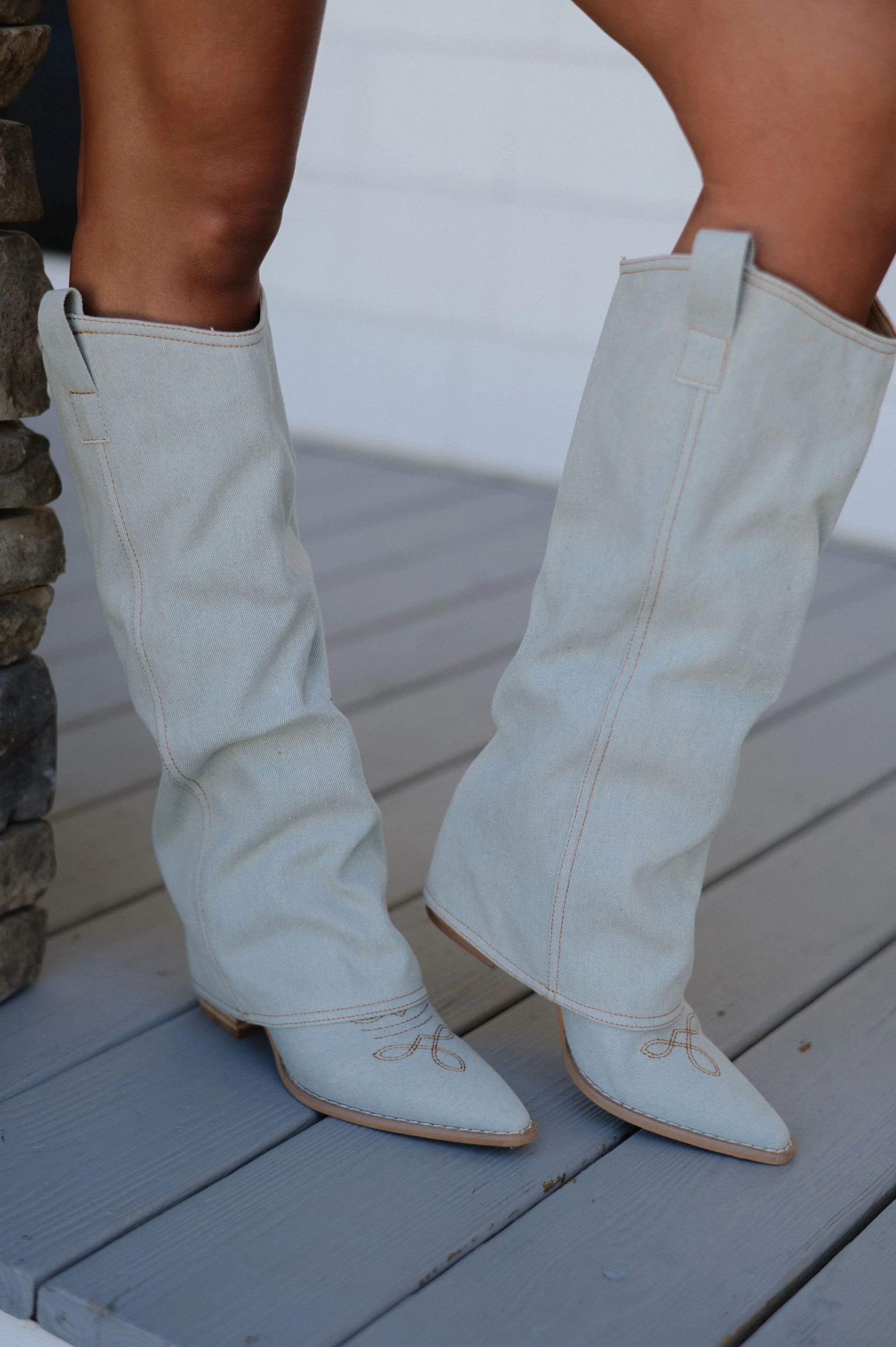 Pamela Boots-Light Denim | These Three