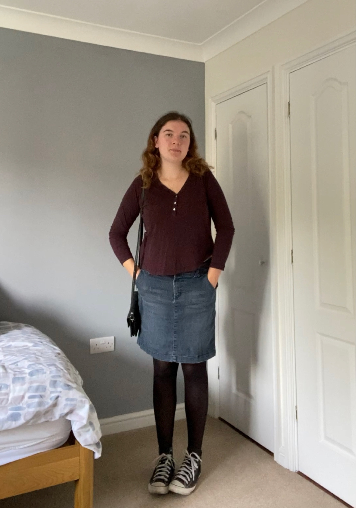 AUTUMN/FALL OUTFIT INSPIRATION🍁🎧🍂
top - thrifted H&M (linked similar items)
skirt - denim skirt (thrifted with no tag, linked similar)
black tights - linked similar
shoes - black high top converse
bag - thrifted cross body black bag (linked similar items)

#LTKeurope #LTKmidsize #LTKSeasonal