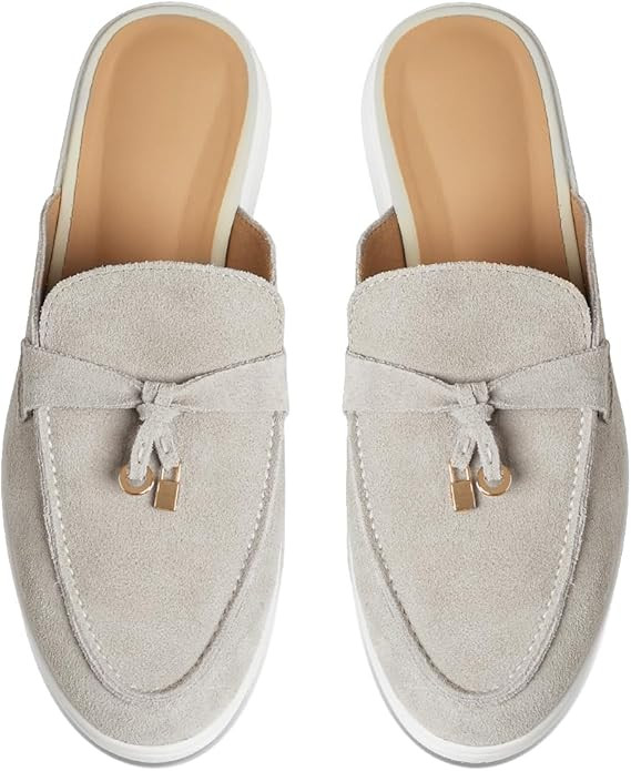 Lovee Cosee Mule for Women Closed Almond Toe Backless Slip on Flat Slides Penny Loafer Slippers | Amazon (US)