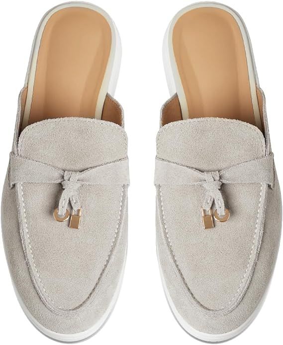 Lovee Cosee Mule for Women Closed Almond Toe Backless Slip on Flat Slides Penny Loafer Slippers | Amazon (US)