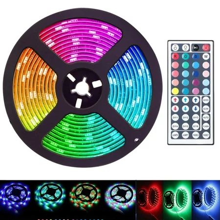 16.4ft LED Flexible Strip Lights, 300 Units SMD 3528 LEDs, Waterproof 12V DC Light Strips, RGB LED L | Walmart (US)