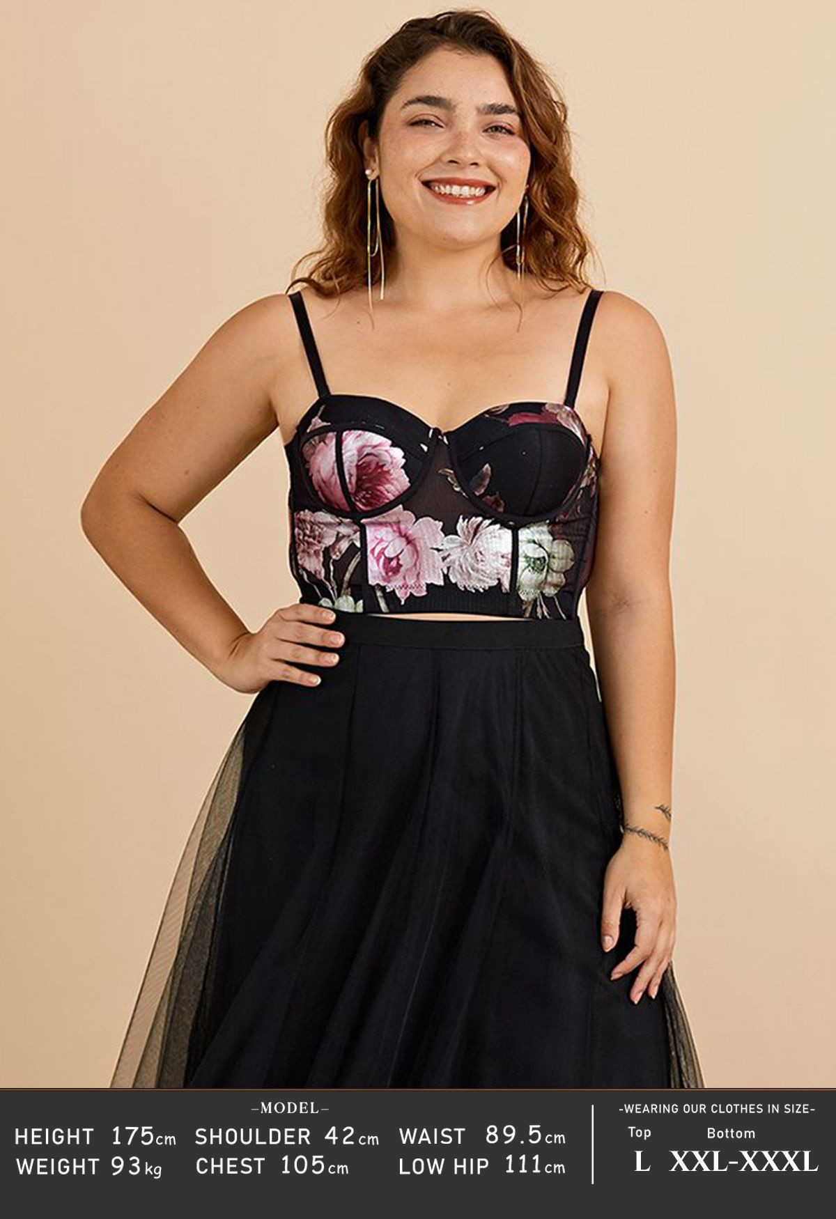 Blooming Flower Bustier Crop Top in Black | Chicwish