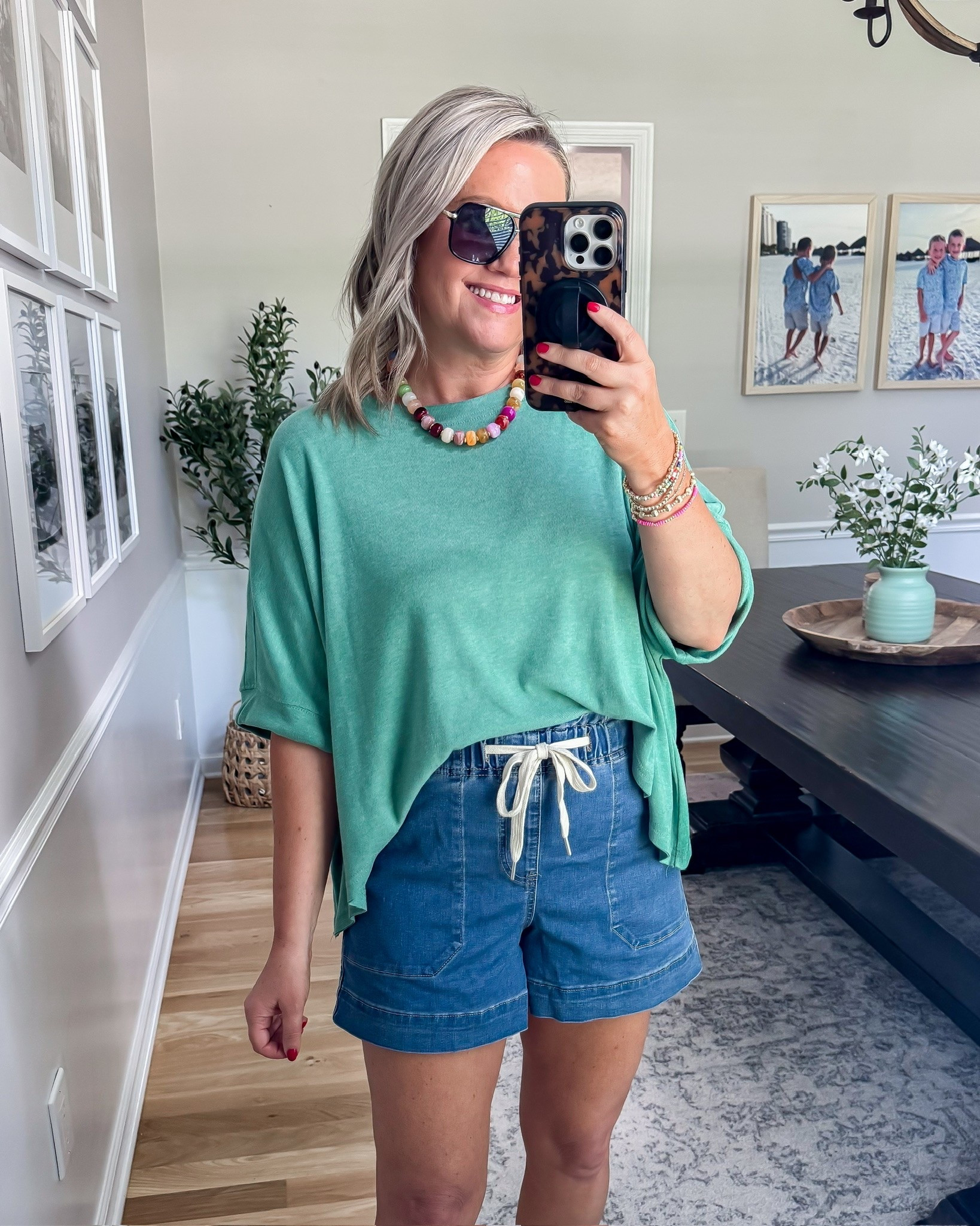These denim shorts have the comfort of a pull-on pair but still give you that classic denim look. I love the roomy leg, oversized front pockets and drawstring waist with this loose green top for a colorful summer day.

denim shorts, drawstring shorts, green top, casual summer outfit, pull on shorts, relaxed fit, summer fashion, colorful style, everyday outfit, lovelylifestyling

#LTKootd #LTKSeasonal #LTKOver40