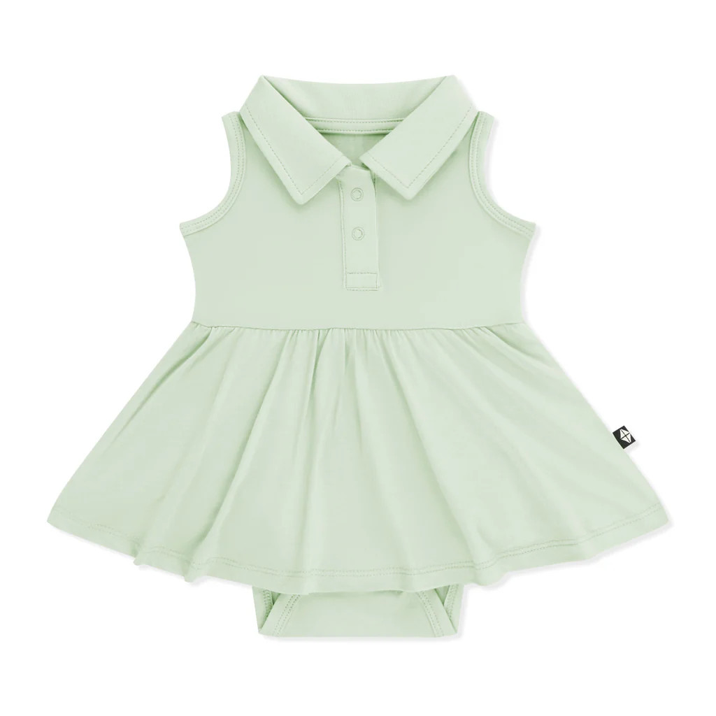 Polo Bodysuit Dress in Basil | Kyte Baby