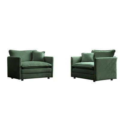 Upholstered Accent Armchair with Solid Wood Leg (Set of 2) | Wayfair North America