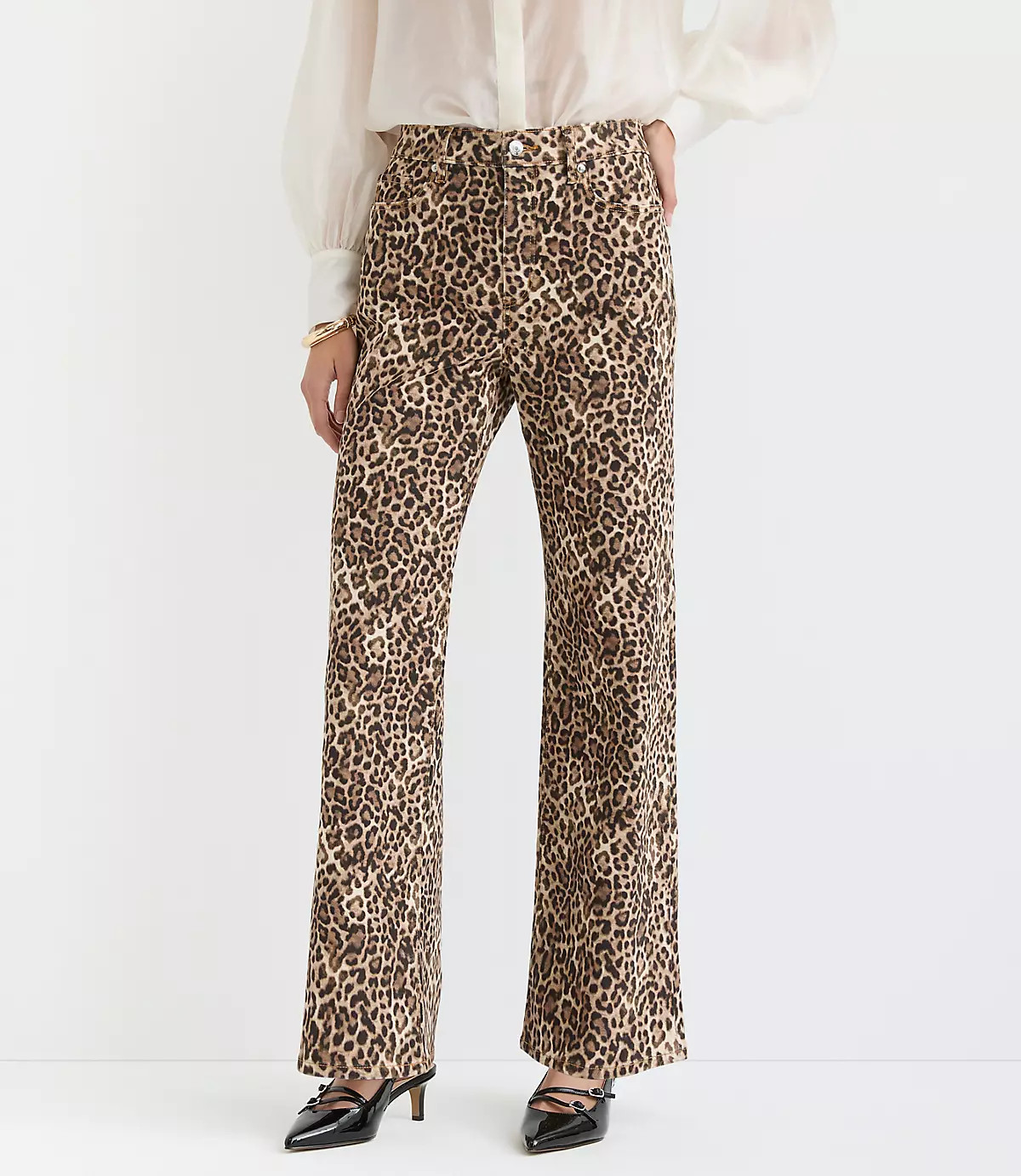 High Rise Wide Leg Jeans in Leopard Print | LOFT