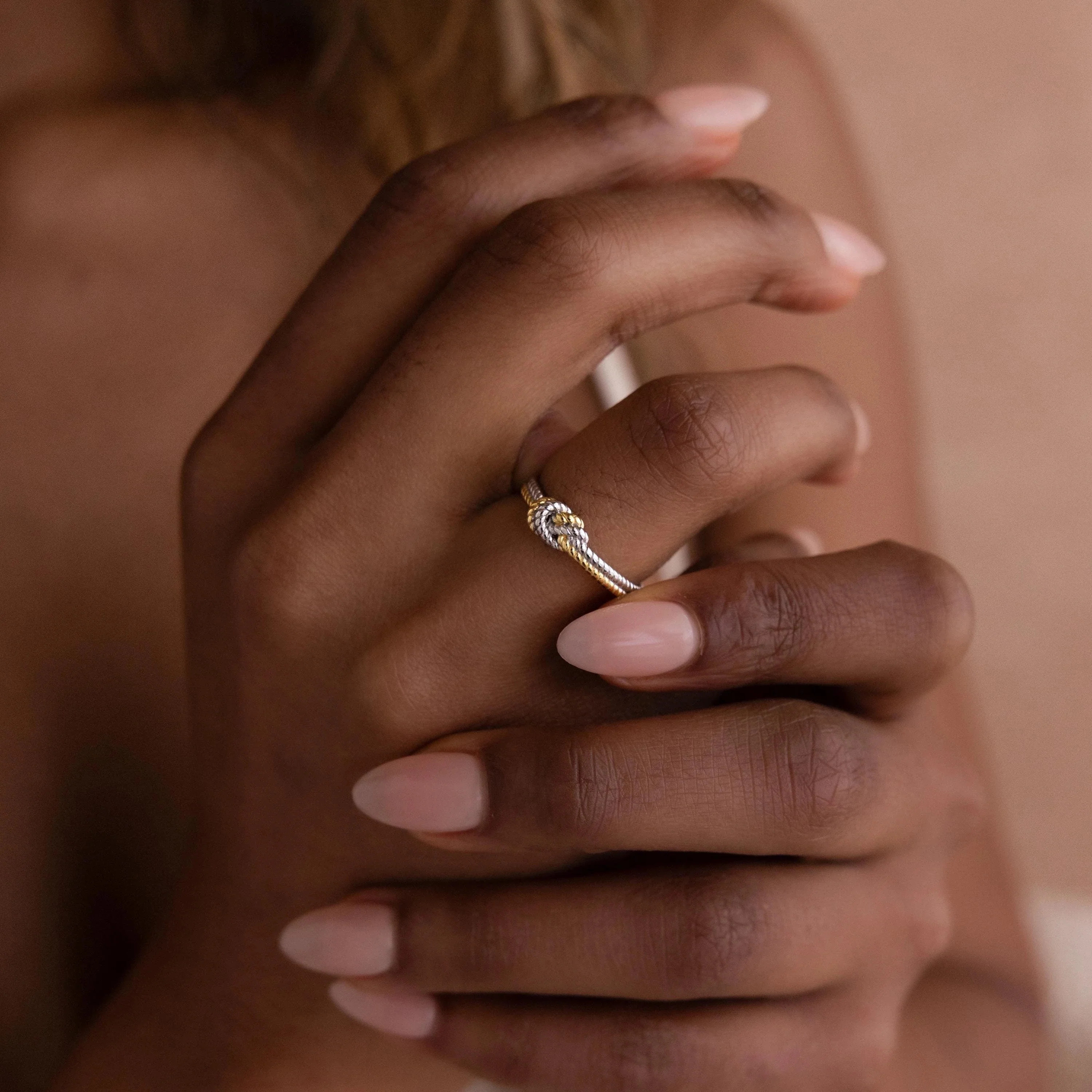Mixed Metal Knot Ring | Caitlyn Minimalist