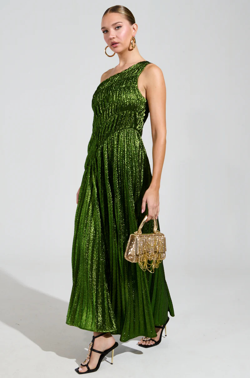 STAY RADIANT METALLIC CHIFFON MAXI DRESS | AKIRA