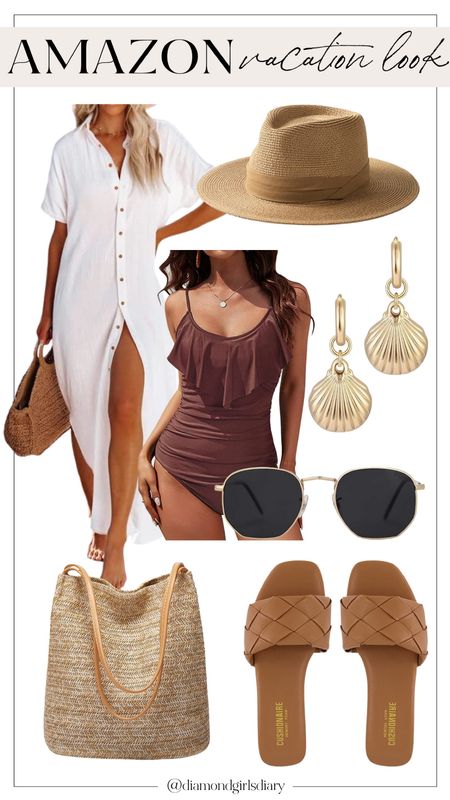 Vacation Outfits | Vacation Look | Swimsuits | Swimwear | Straw Hat | Slide Sandals | Beach Vacation | Resort Wear 

#LTKtravel #LTKstyletip #LTKunder50