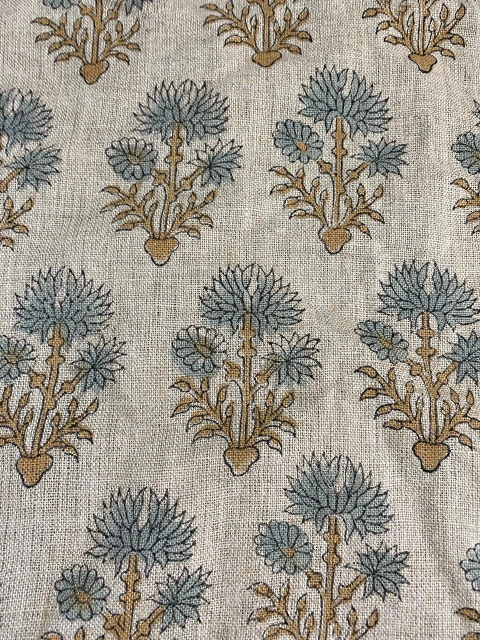 58 Inches Hand Block Printed Linen Fabric , Home Decor Best Linen Fabric for Decor, Pillows ,upho... | Etsy (US)