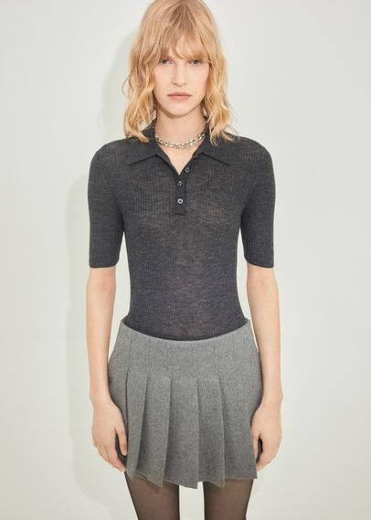 Polo collar wool sweater charcoal - Woman - S - MANGO | MANGO (UK)