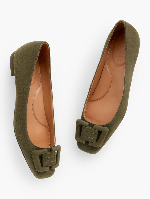 Sutton Buckle Suede Flats | Talbots