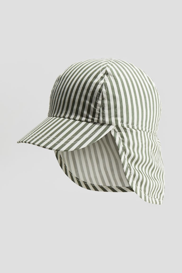 Four panel cotton cap - Khaki green/Striped - Kids | H&M GB | H&M (UK, MY, IN, SG, PH, TW, HK)