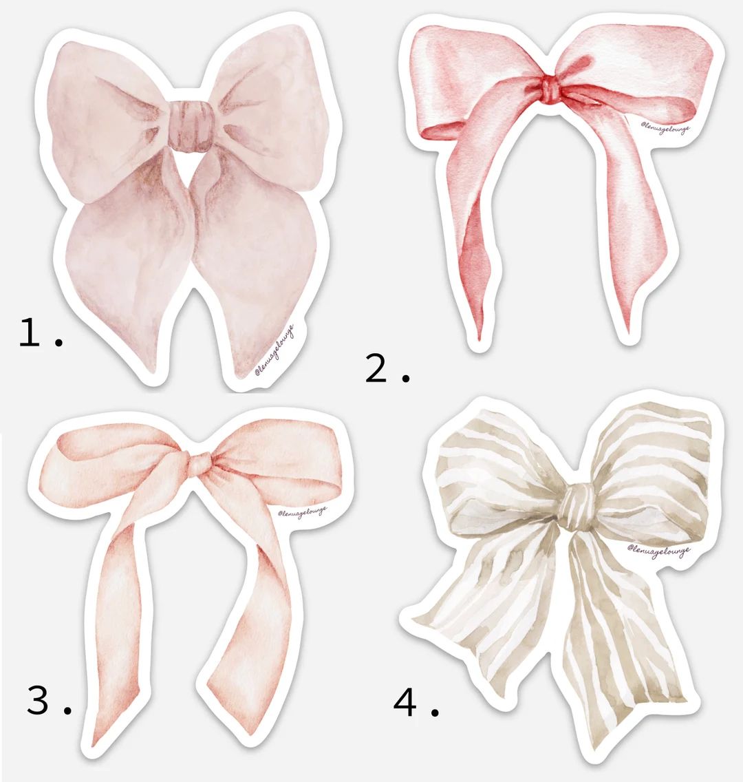 Watercolor Floral Shabby Chic Bow Sticker | Floral Die cut sticker | Weatherproof sticker | stick... | Etsy (US)