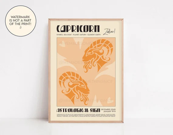 Capricorn Poster Horoscope Print Astrological Wall Art - Etsy UK | Etsy (UK)