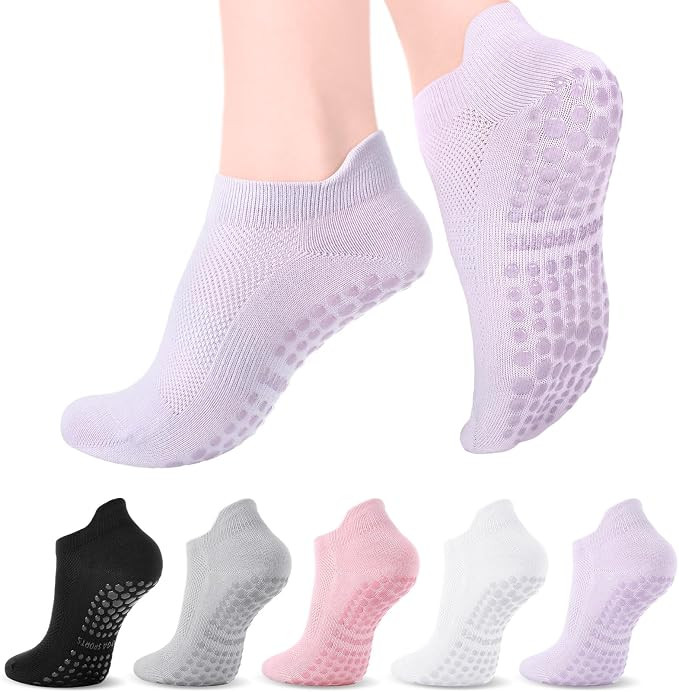 XINRUI 5 Pairs Yoga Pilates Socks for Women,Non-Slip Yoga Socks with Grips, Ankle Grip Socks for ... | Amazon (CA)