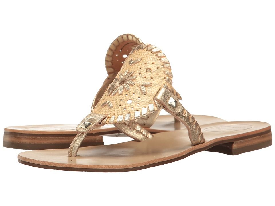 Jack Rogers - Georgica Raffia (Natural/Gold) Women's Sandals | Zappos