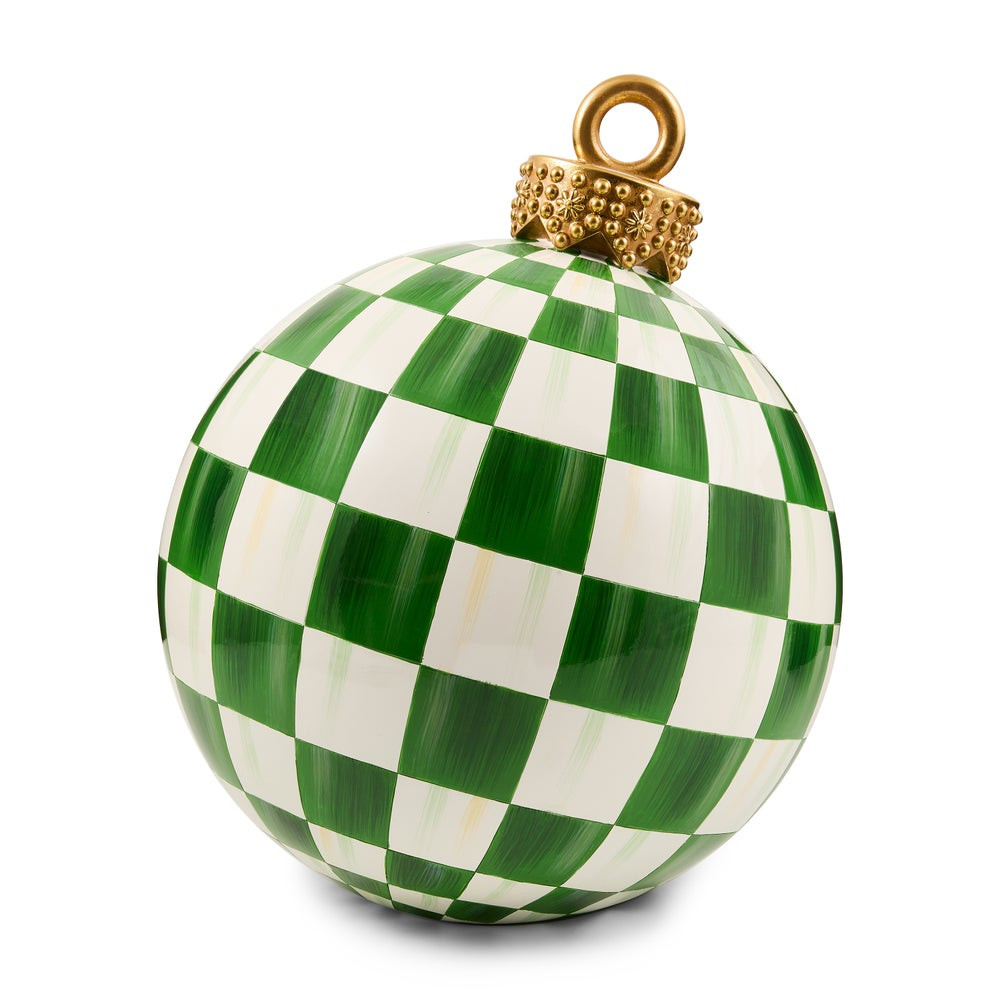 Green Check Large Tabletop Ornament | MacKenzie-Childs