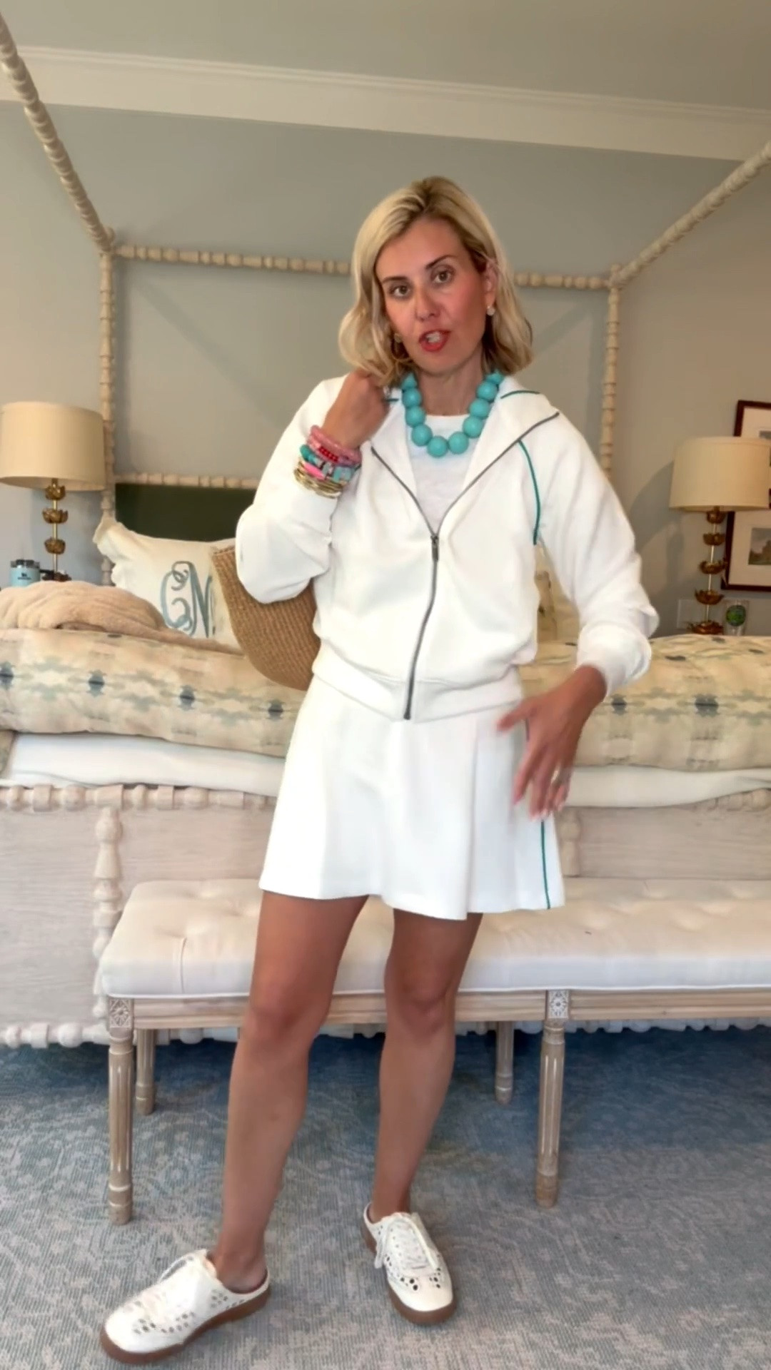Spanx Extra 30% off sale !!!Spanx Air Essentials for the win! Y’all this set is everything!! The color piping is the perfect detail. 
Tee - xs 
Jacket - xs
Skirt - small
Sneakers - 8 tts
*Use my code CMLP15 at Lilla P
*Use my code Catherine20 at A+B

#LTKfitnessgoals #LTKgrwm #LTKmomlife