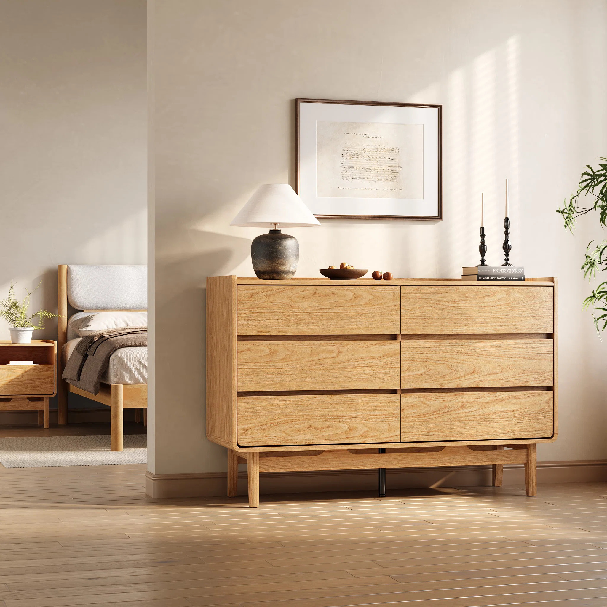 George Oliver Eric Summer Oak Engineered Wood 47-Inch Wide 6-Drawer Horizontal Dresser | Wayfair | Wayfair North America