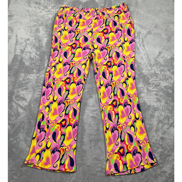 Lucy Yak Pants Womens XL Pink Hearts Psyc 70s Groovy Retro Stretch Statement | Poshmark