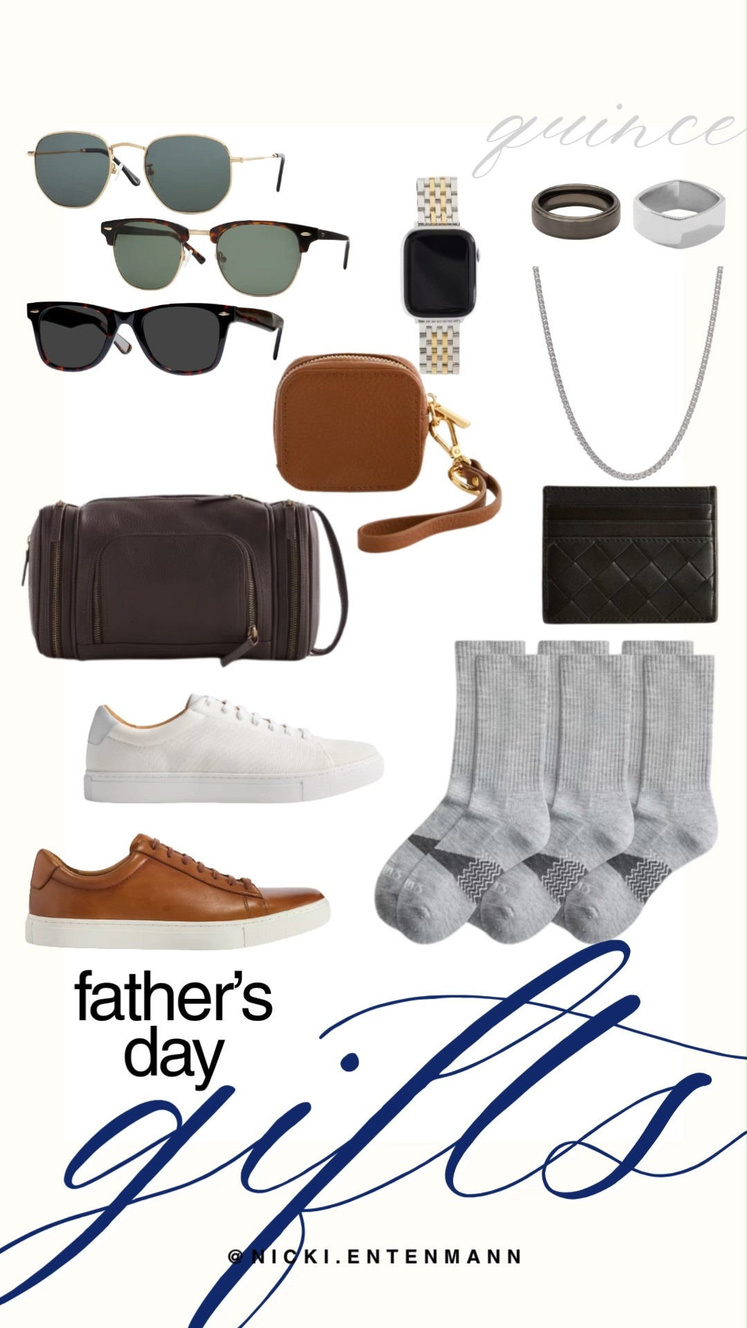 Give dad the gift of luxury and style this Father's Day with these premium accessories from Quince. This curated guide features everyday essentials like sleek leather sneakers, sophisticated sunglasses, woven cardholders, and a premium leather toiletry bag. Complete his look with timeless jewelry pieces, a two-tone watch band, and ultra-comfortable ribbed crew socks.

#quince #onequince #fathersday #fathersdaygifts #giftideasfordad #mensaccessories #mensstyle #giftguide #classicstyle #happyfathersday 

 #LTKootd #LTKTravel #LTKMens