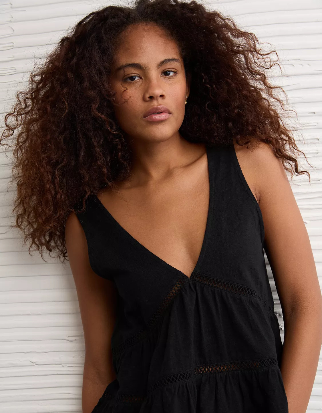 AE Sunchaser Lace Babydoll Plunge Tank Top | American Eagle Outfitters (US & CA)