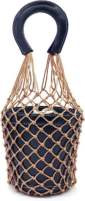 Miuco Women Nets Bucket Handbags Straw Tote Bag Purses | Amazon (US)