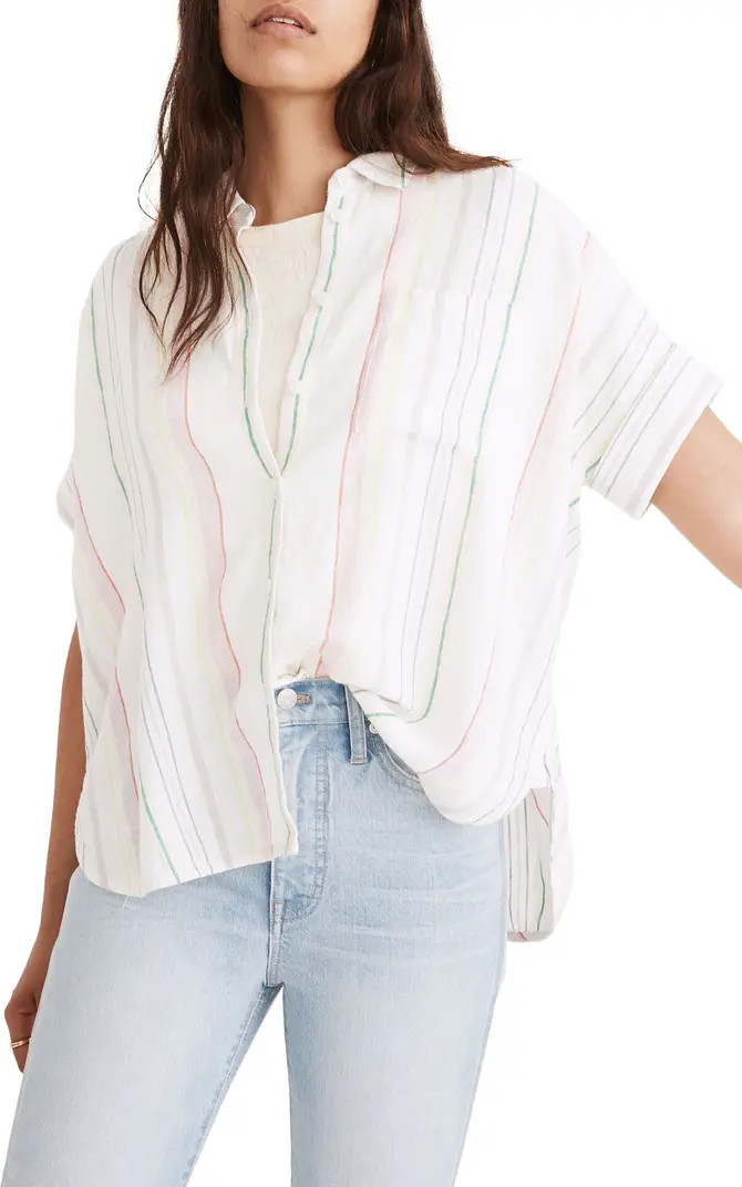 Rainbow Stripe Linen Blend Daily Shirt | Nordstrom Rack