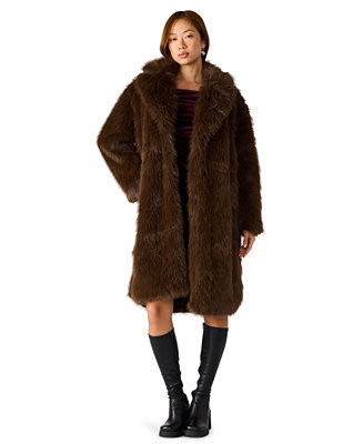 Steve Madden Women's Larkin Oversized Faux Fur Coat - Macy's | Macy's