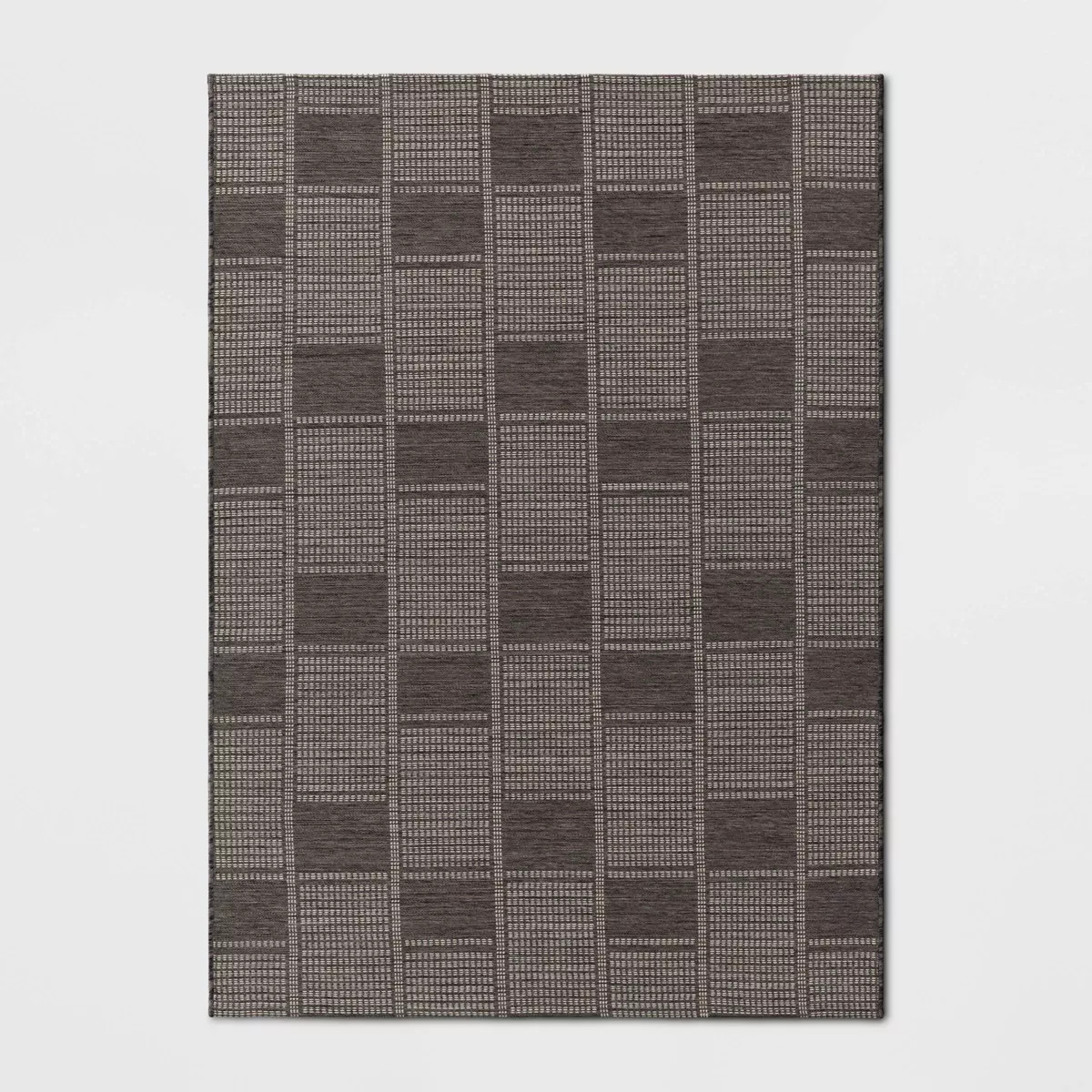 5'x7' Checkered Bricks Rectangular Woven Outdoor Area Rug Charcoal Gray - Threshold™ | Target