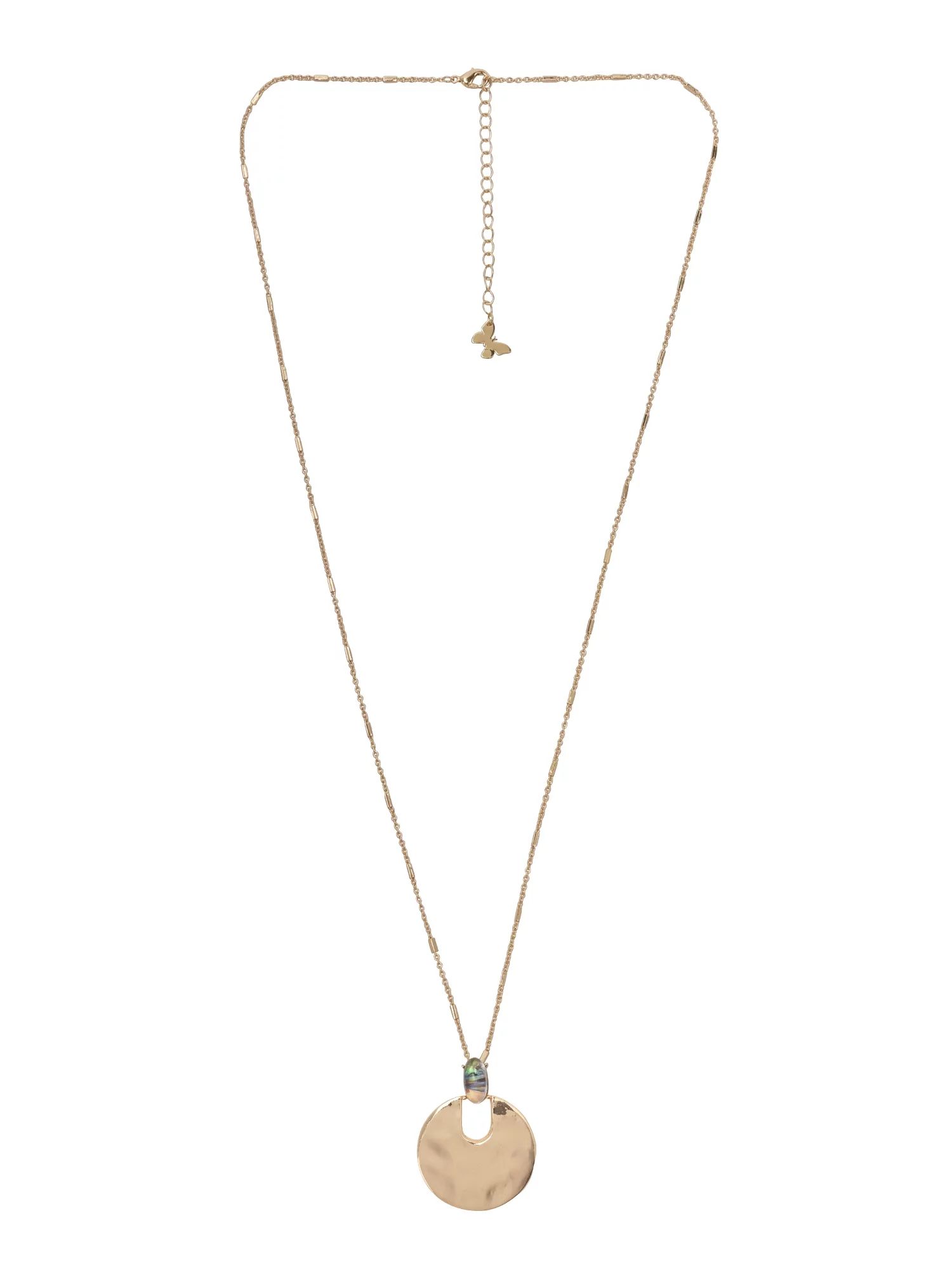 The Pioneer Woman - Women's Jewelry, Shiny Gold-tone Hammered Pendant Necklace | Walmart (US)