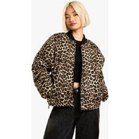 Womens Leopard Bomber Jacket - Multi - 8, Multi | Boohoo.com (UK & IE)