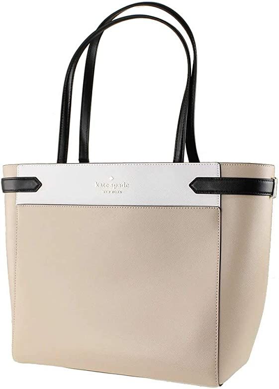 Kate Spade New York Staci Colorblock Laptop Tote Women's Leather Handbag Beige Multi | Amazon (US)