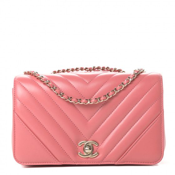 CHANEL Calfskin Chevron Quilted Mini Statement Flap Pink | Fashionphile