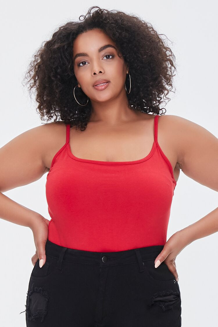 Women's Basic Organically Grown Cotton Bodysuit in Red, 3X | Forever 21 (US)