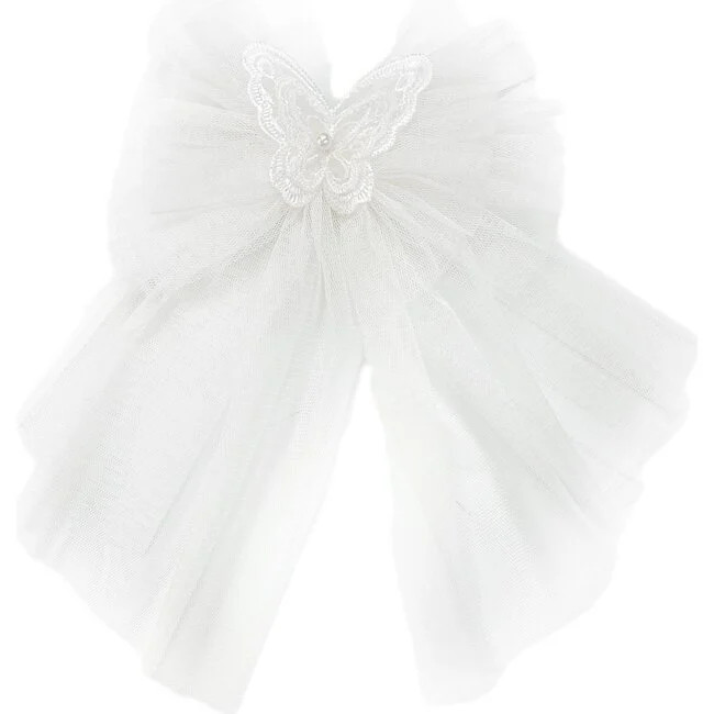 Petite Maison Kids | Butterfly Tulle Hair Bow (White, One Size) | Maisonette | Maisonette