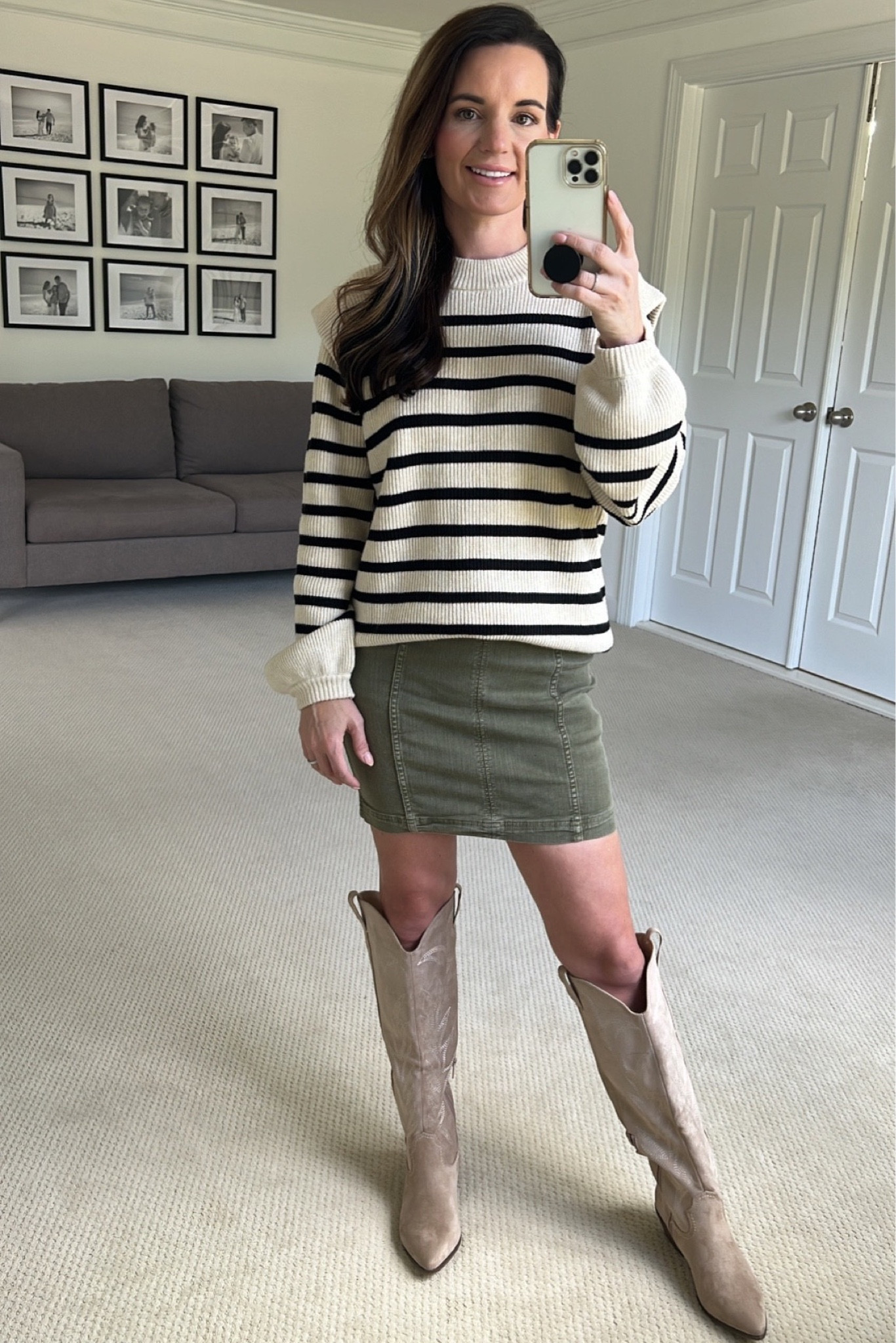 Amazon stripe sweater size s
Boots from target
Skirt is old but linked a few similar 

#LTKfindsunder50 #LTKxPrime #LTKsalealert