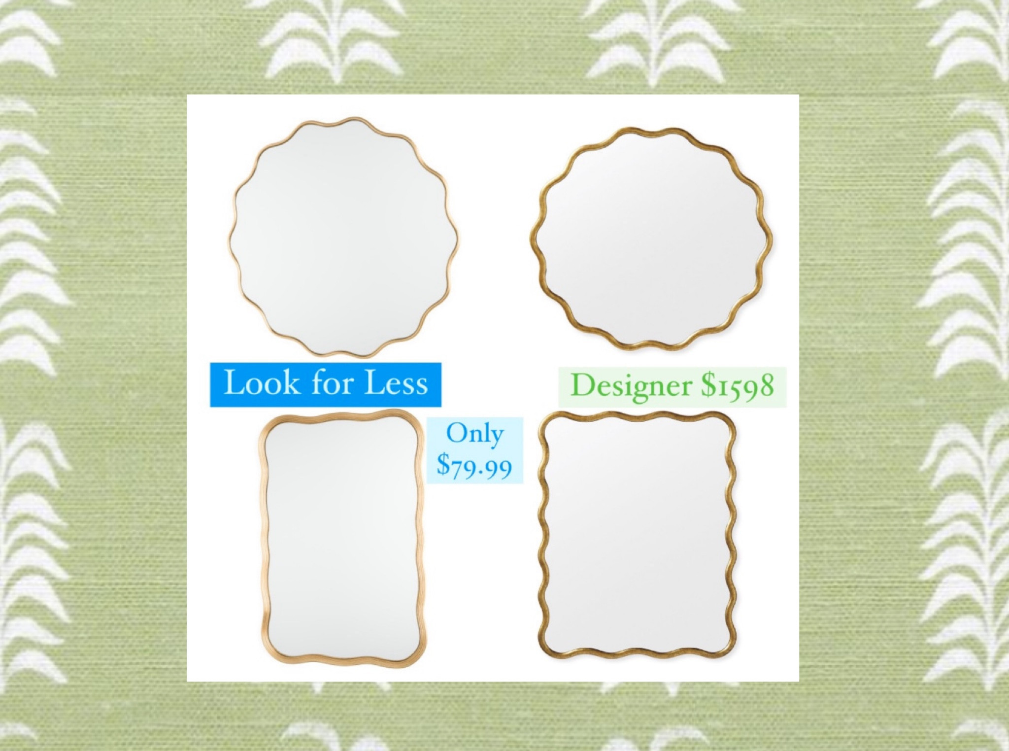 This is why I love Homegoods Marshalls & tjmaxx ! Love a good designer look for ALot Less !! 
Scallop round mirror 
Scallop rectangle mirror 
Wave mirror 
S & L dupe 

#LTKsalealert #LTKstyletip #LTKFind