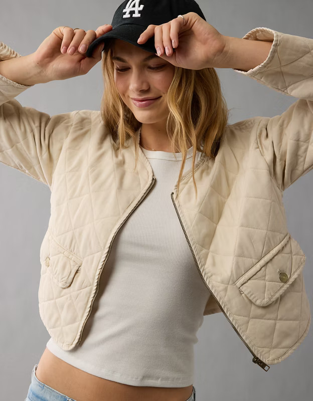 AE Collarless Quilted Jacket | American Eagle Outfitters (US & CA)