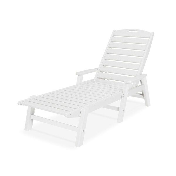POLYWOOD® Nautical Outdoor Chaise Lounge with Arms, Stackable, NCC2280 - White | Bed Bath & Beyond