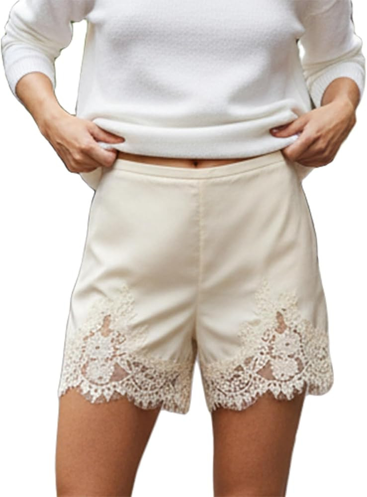 Women Satin Silk Lace Trim Shorts Silky Low Rise Boxer Shorts Y2k Teen Girls Cute Coquette Lounge... | Amazon (US)