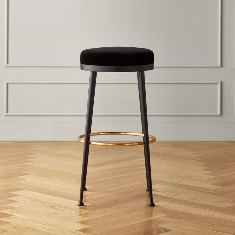 Atlas Black Velvet Counter Stool + Reviews | CB2 | CB2
