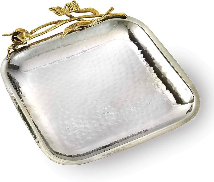 Elegance Butterfly Square Tray, 8.5", Silver/Gold | Amazon (US)