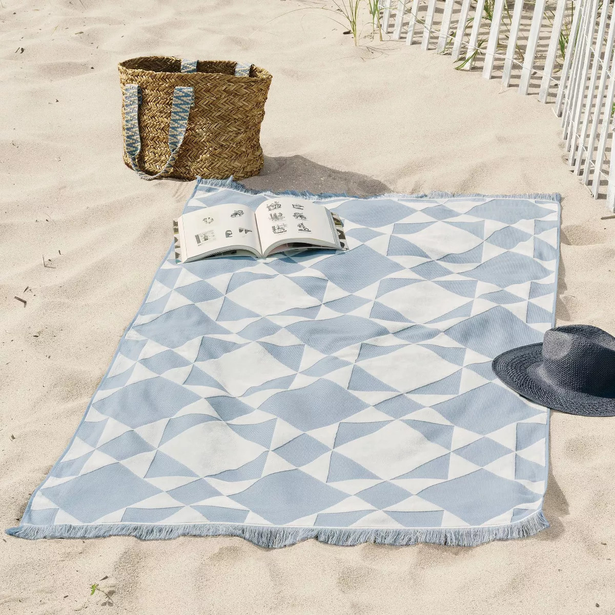 40"x72" Block Quilt Textured Oversized Beach Towel Blue - Threshold™ | Target